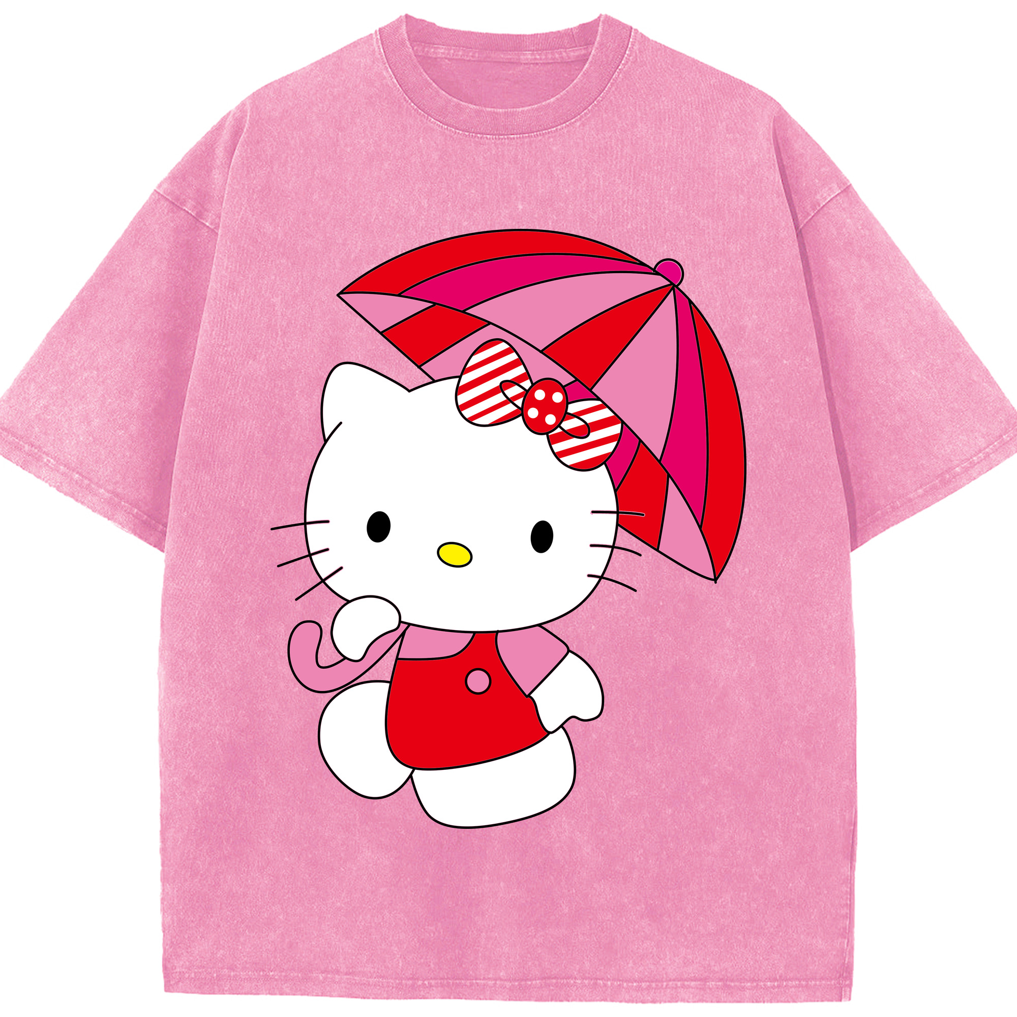 （画像用） Hello Kitty ハローキティ 綿100% ヴィンテージ風 半袖Tシャツ（フロントプリント）